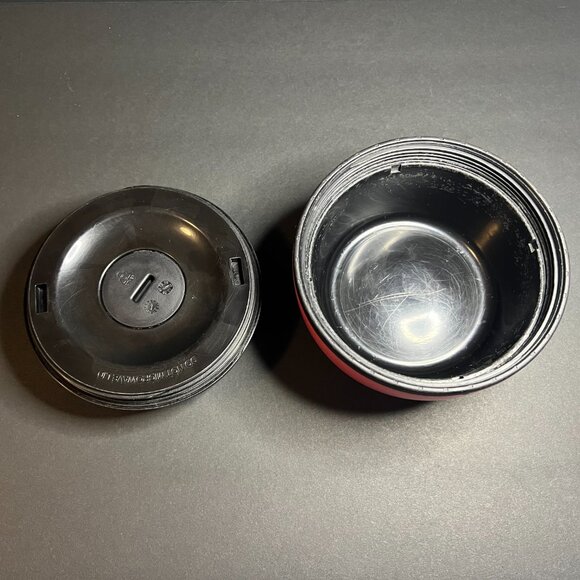 Vintage Aladdin Pink Black Thermos Soup Bowl Container w Spoon Slot & Spoon 12oz - Picture 6 of 8